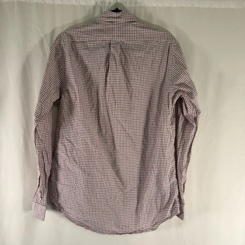 Ralph Lauren Dress Shirt Men's Medium Red Blue Plaid Button Up Long Sleeve